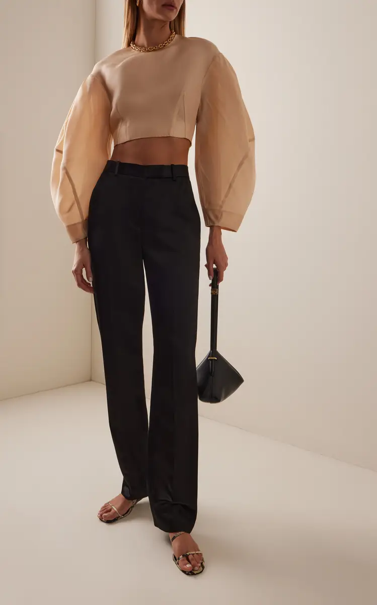 Temily Power Puff Silk Gazar Crop Top | Thumbnail 2 Temily Power Puff Silk Gazar Crop Top | Thumbnail 2