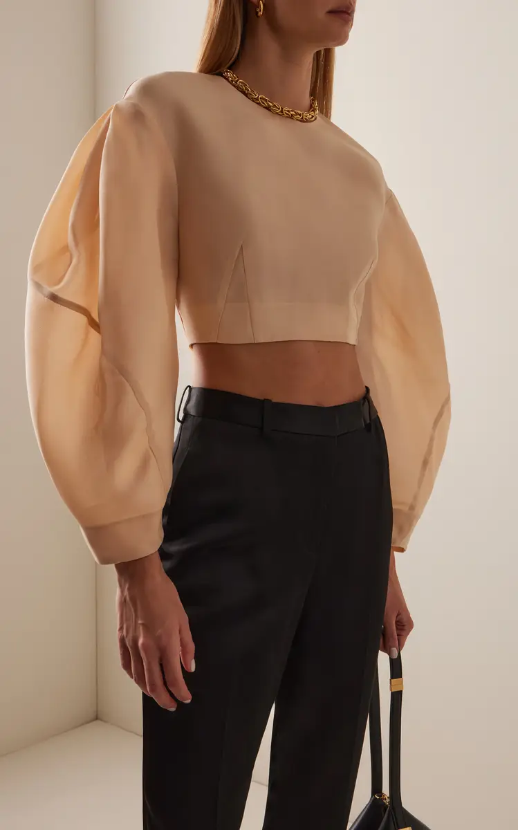 Temily Power Puff Silk Gazar Crop Top | Thumbnail 3 Temily Power Puff Silk Gazar Crop Top | Thumbnail 3