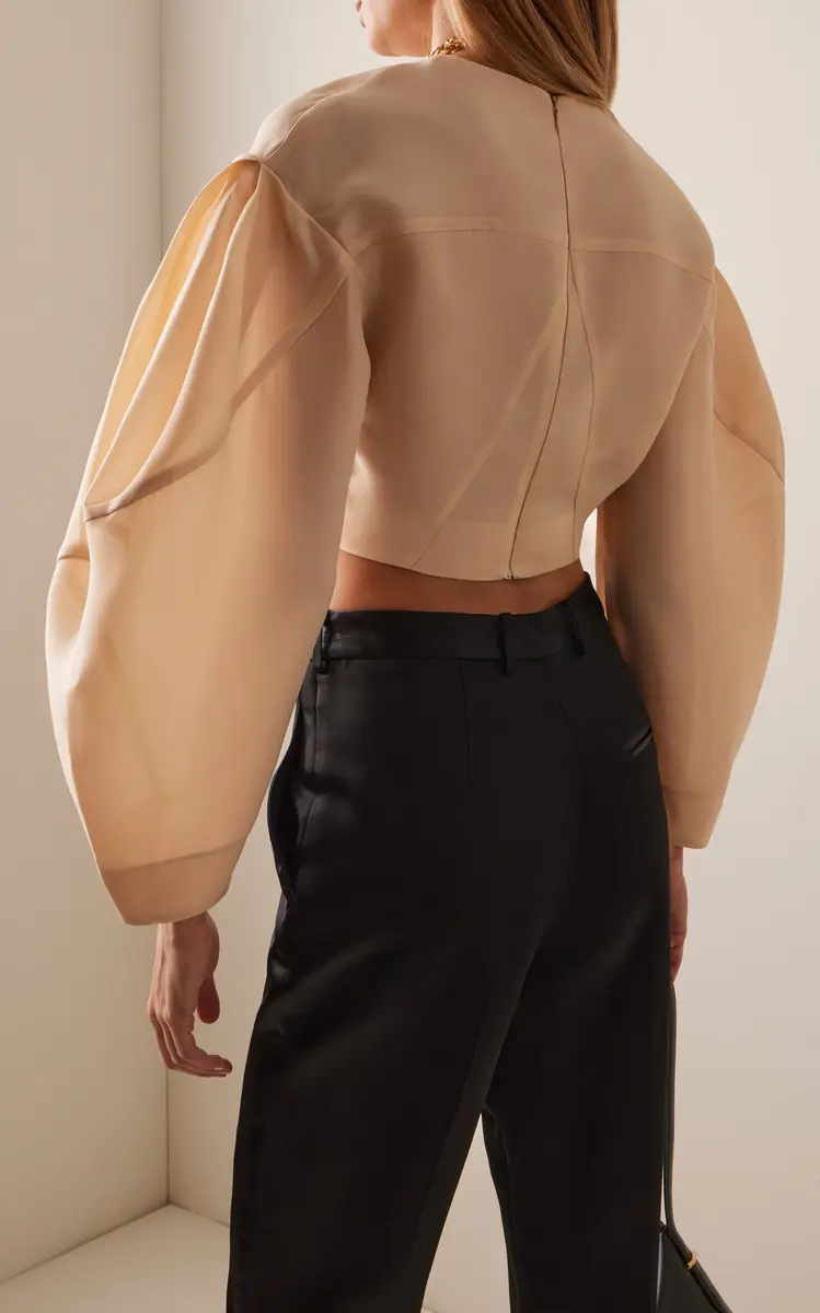 Temily Power Puff Silk Gazar Crop Top | Thumbnail 4 Temily Power Puff Silk Gazar Crop Top | Thumbnail 4
