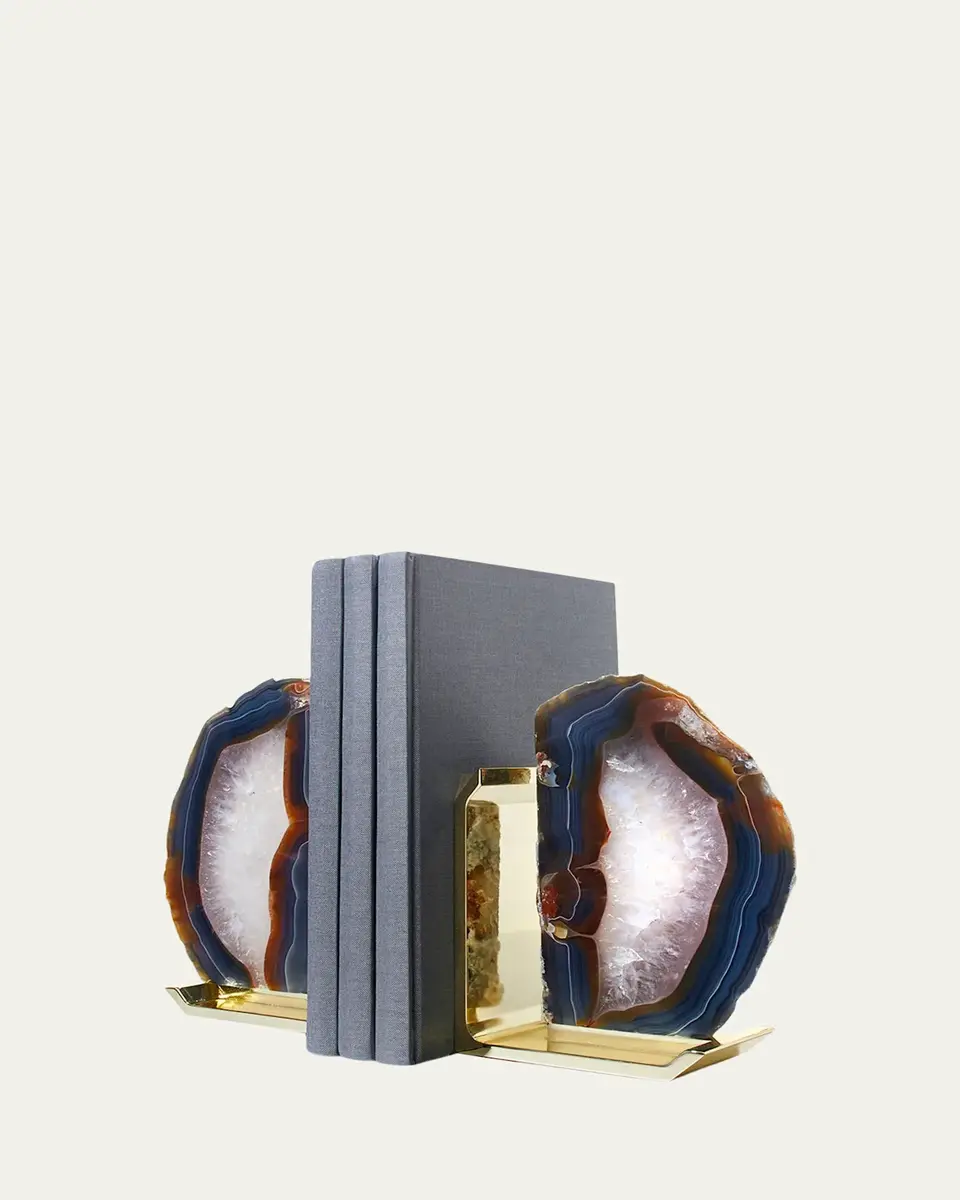Anna New York Fim Agate & Brass Bookends | Thumbnail 2