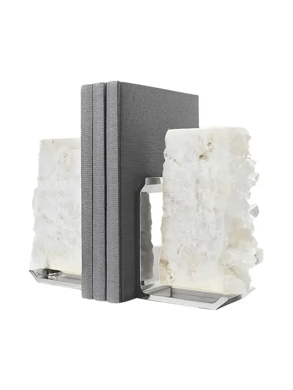 Anna New York Fim Geo Quartz and Aluminum Bookends