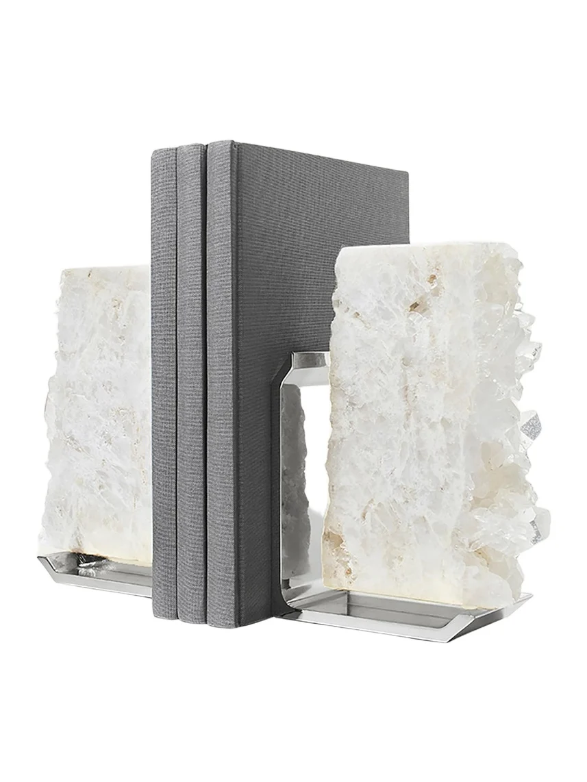Anna New York Fim Geo Quartz and Aluminum Bookends