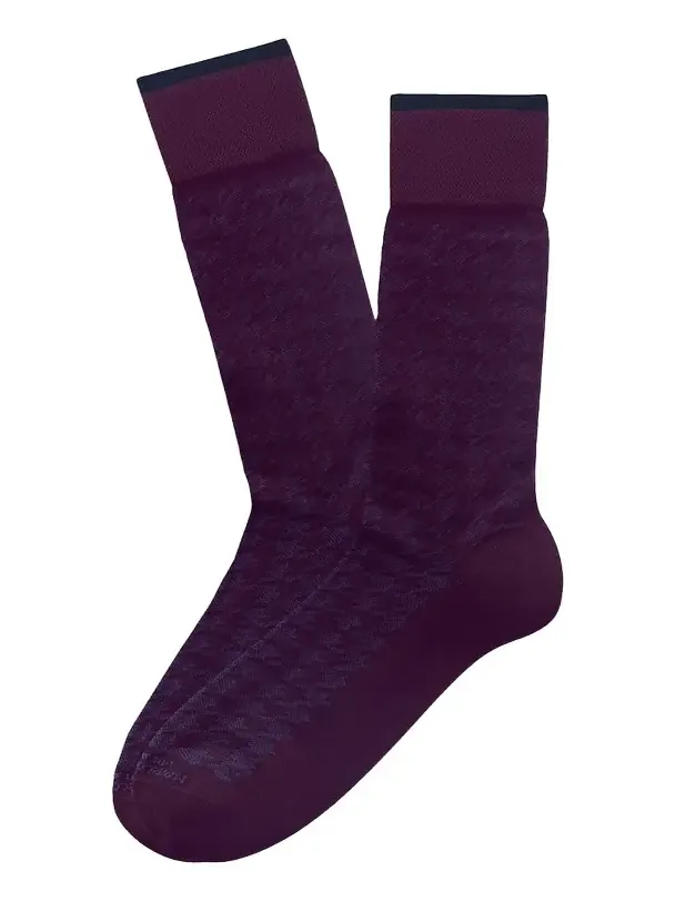 Marcoliani Men's Modal-Blend Houndstooth Crew Socks