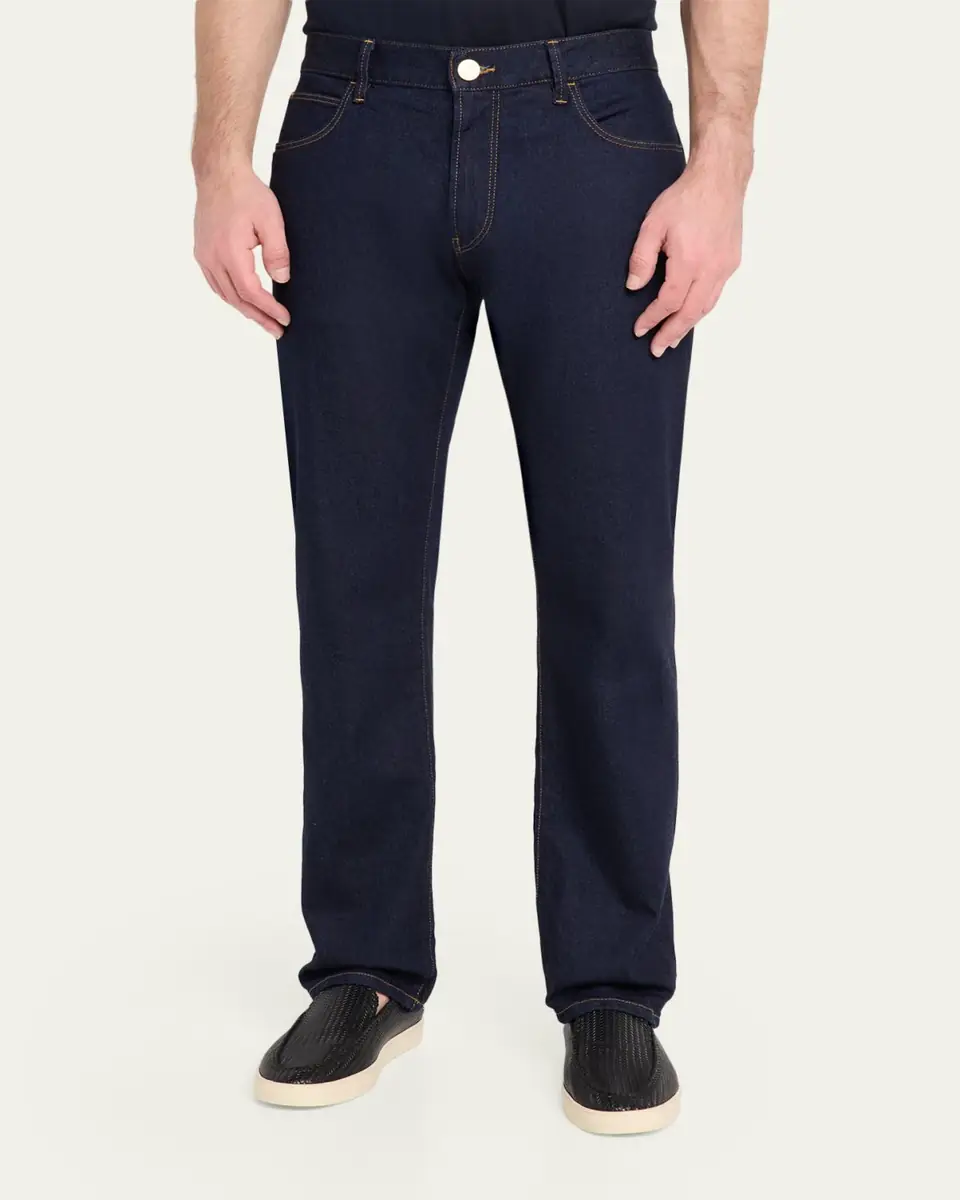 Giorgio Armani Men's Dark-Wash Denim Straight-Leg Jeans | Thumbnail 4 Giorgio Armani Men's Dark-Wash Denim Straight-Leg Jeans | Thumbnail 4
