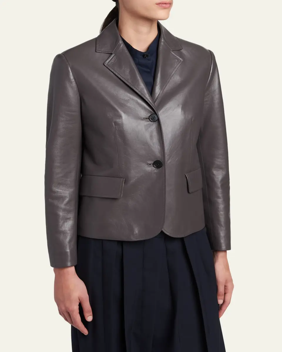 Jil Sander Leather Single-Breasted Blazer Jacket | Thumbnail 4 Jil Sander Leather Single-Breasted Blazer Jacket | Thumbnail 4