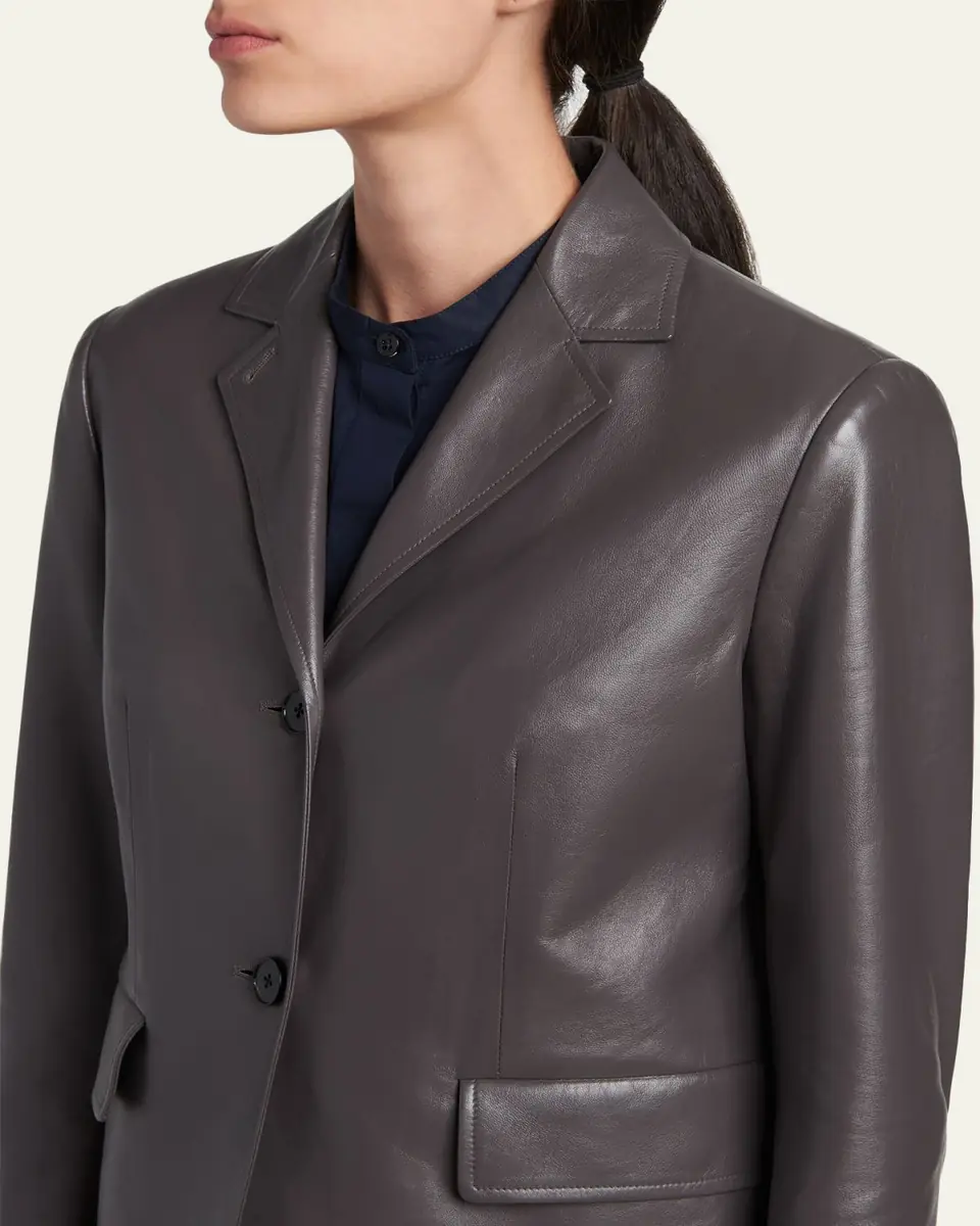 Jil Sander Leather Single-Breasted Blazer Jacket | Thumbnail 5 Jil Sander Leather Single-Breasted Blazer Jacket | Thumbnail 5