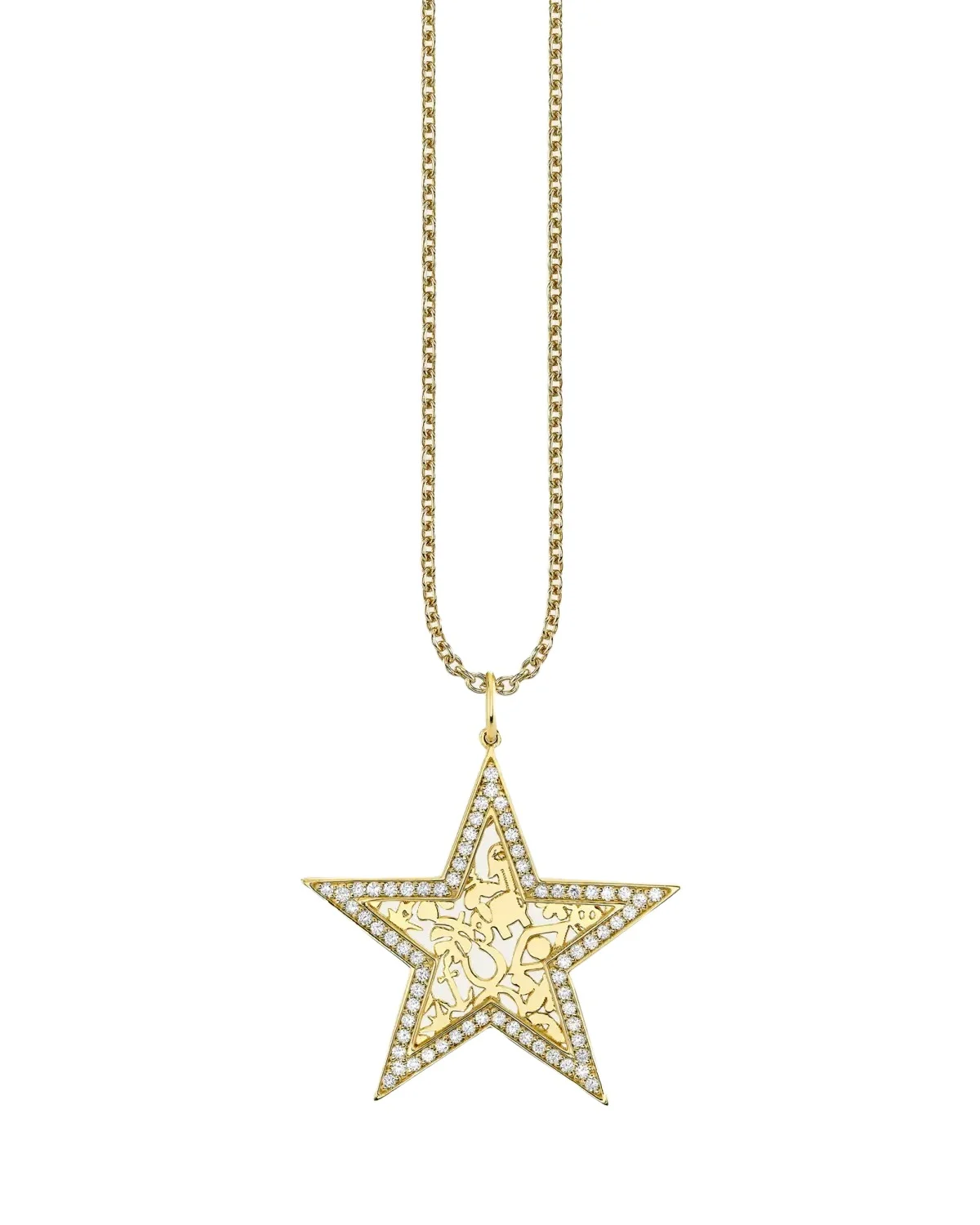 14K Diamond Icon Wallpaper Star Charm Necklace