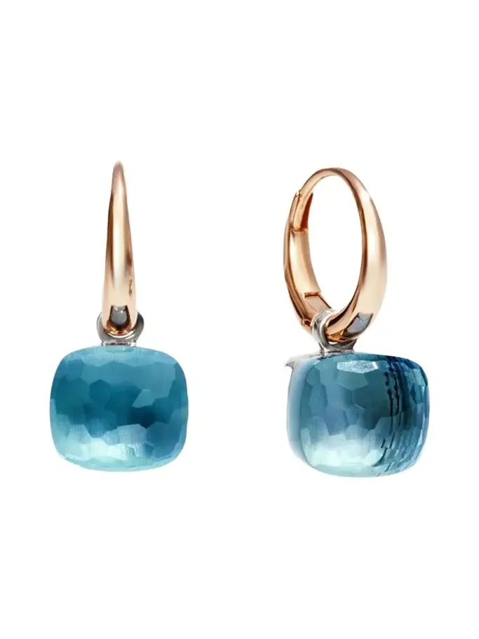 Pomellato Nudo 18K Rose Gold Blue Topaz Drop Earrings