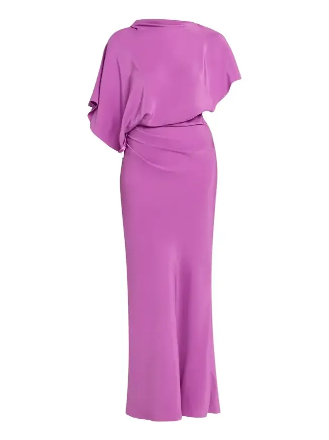 Backless Draped Satin Dress