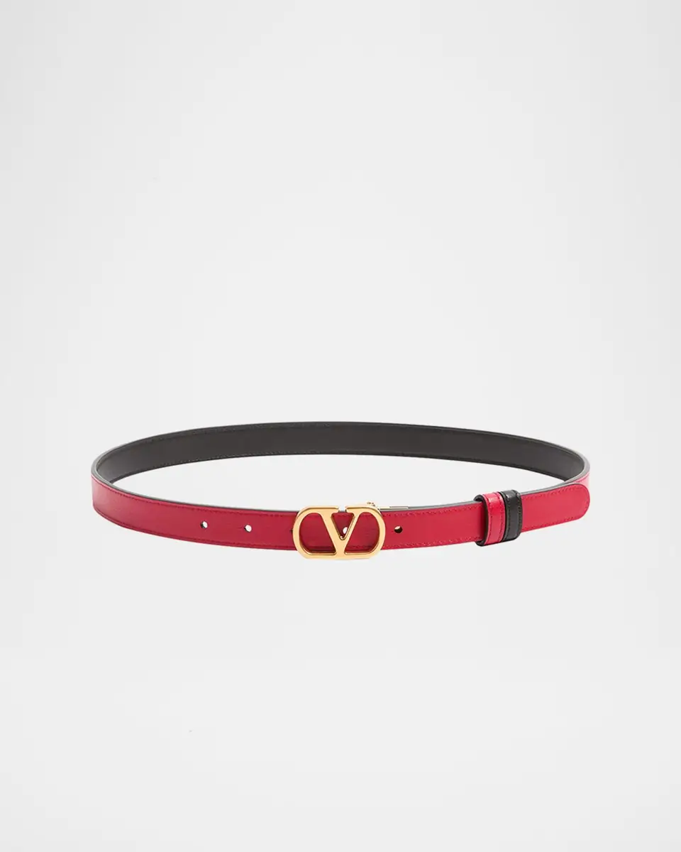 Valentino Garavani VLogo Signature Reversible Calfskin Belt, 30mm | Thumbnail 4