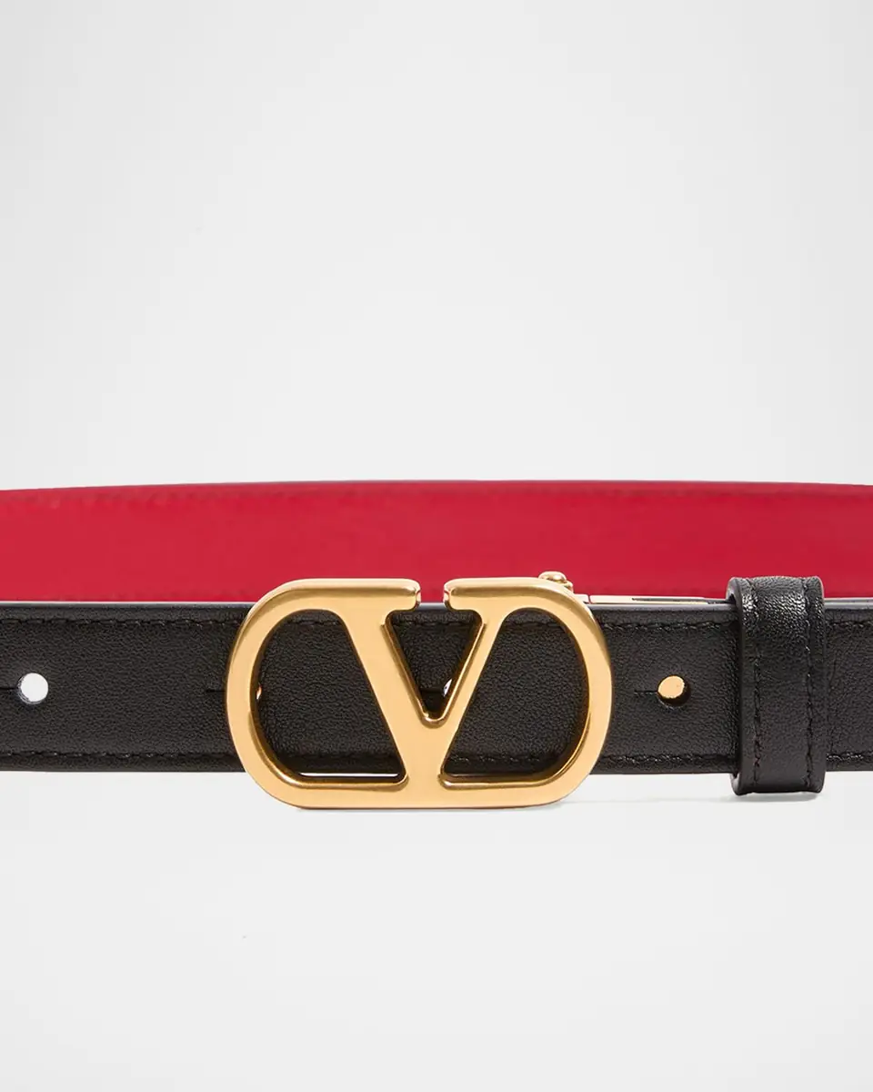 Valentino Garavani VLogo Signature Reversible Calfskin Belt, 30mm | Thumbnail 5