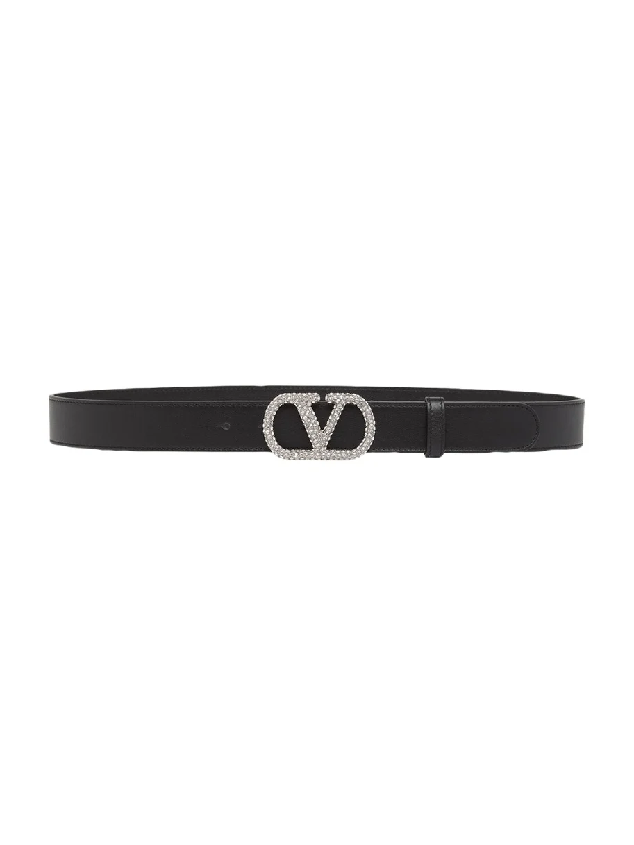 Crystal VLogo Leather Belt, 30mm Crystal VLogo Leather Belt, 30mm