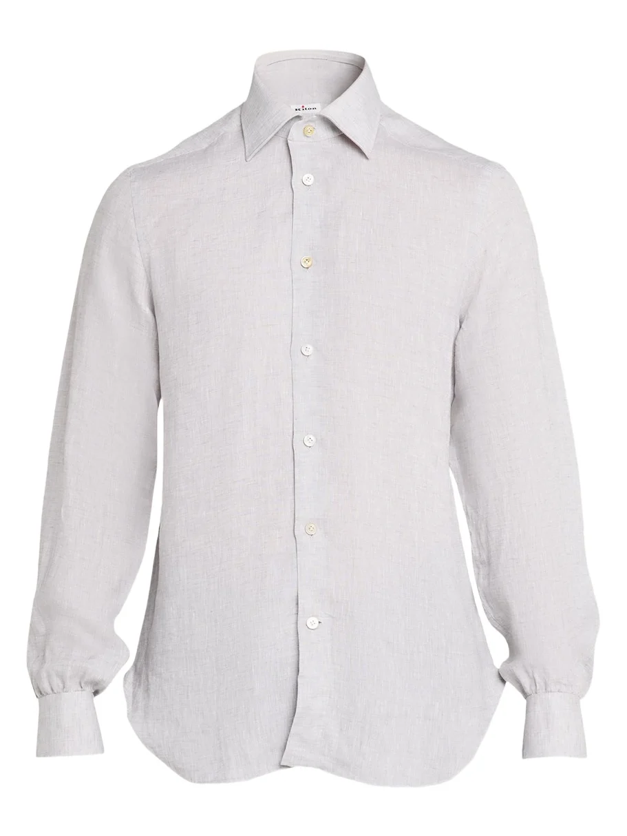 Men's Solid Linen Button-Down Shirt with Mother-Of-Pearl Men's Solid Linen Button-Down Shirt with Mother-Of-Pearl
