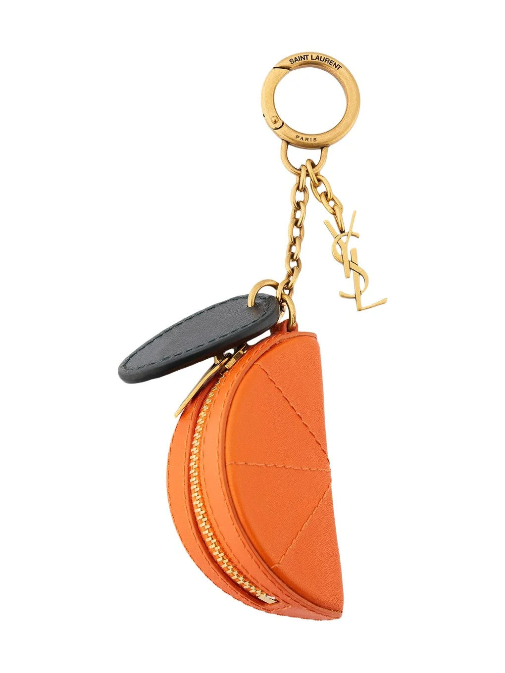 Saint Laurent Orange Wedge Key Ring Charm