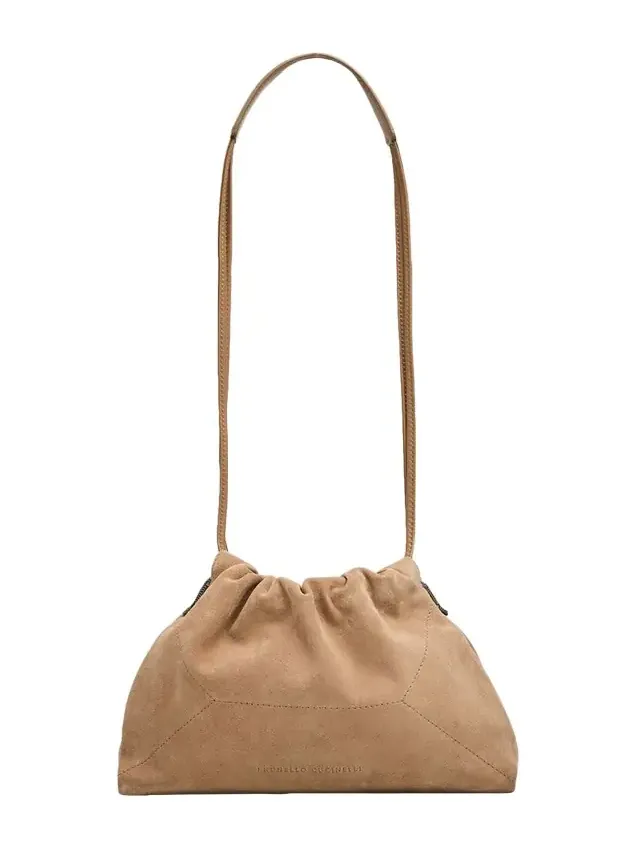Suede Drawstring Pouch Bag
