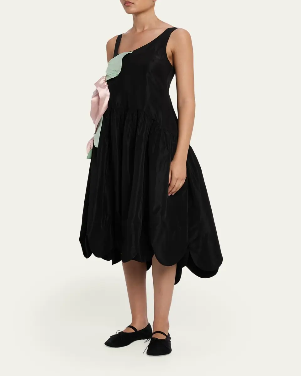 Simone Rocha Pressed Rosette Sleeveless Satin Midi Dress | Thumbnail 4 Simone Rocha Pressed Rosette Sleeveless Satin Midi Dress | Thumbnail 4