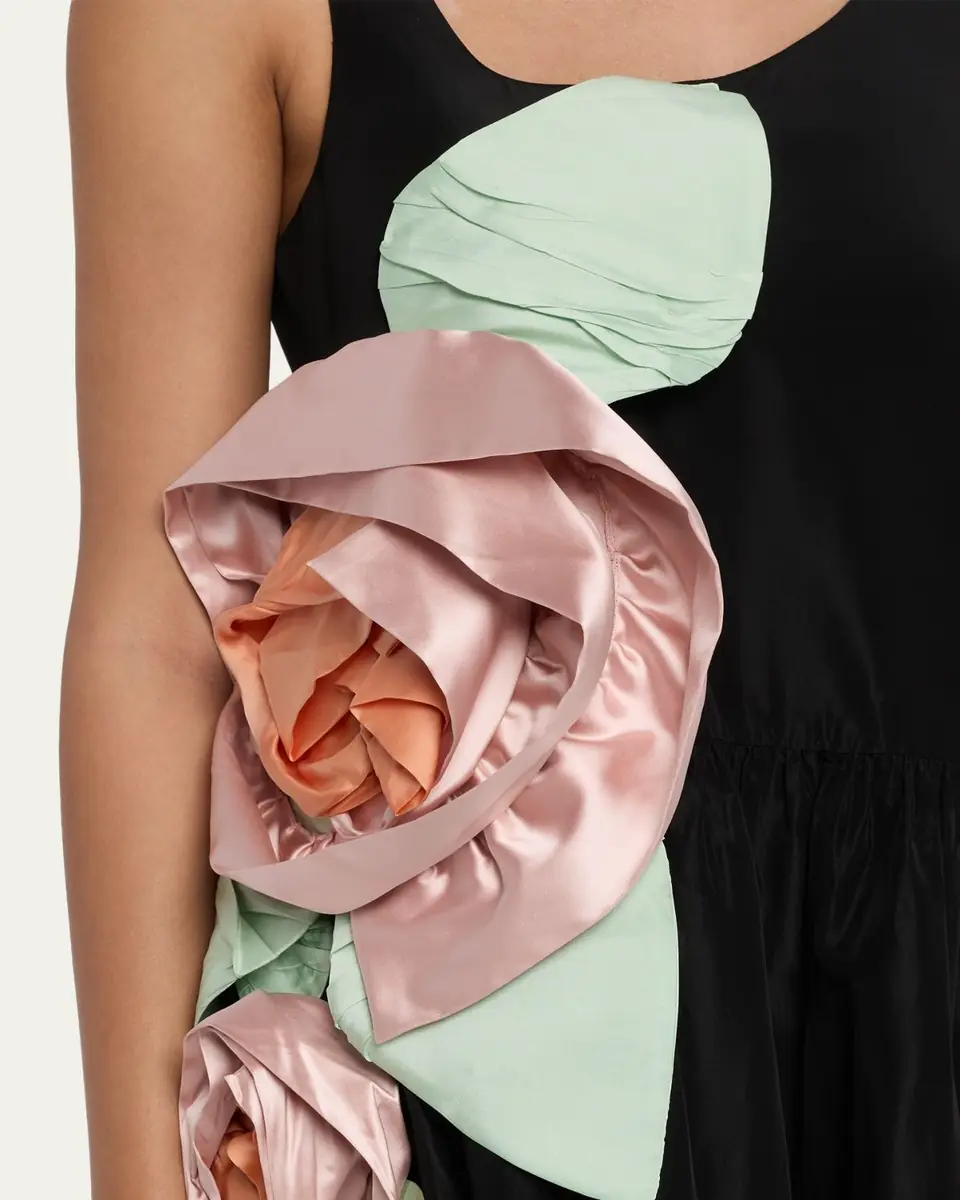 Simone Rocha Pressed Rosette Sleeveless Satin Midi Dress | Thumbnail 5 Simone Rocha Pressed Rosette Sleeveless Satin Midi Dress | Thumbnail 5