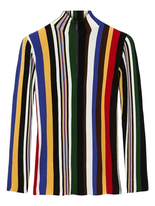 Striped Rib Quarter-Zip Top