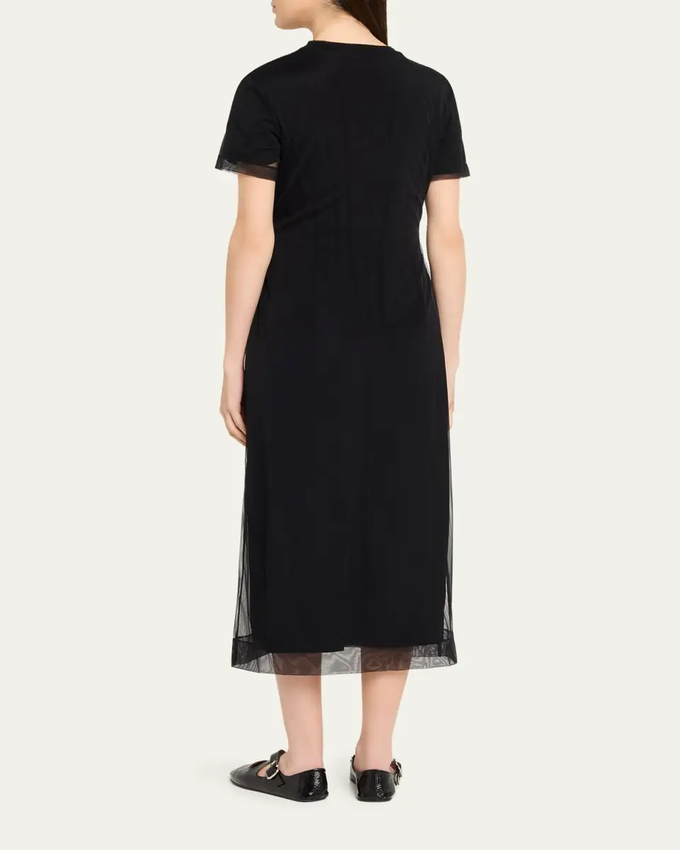 Simone Rocha Layered Liquid Cotton Midi T-Shirt Dress | Thumbnail 3