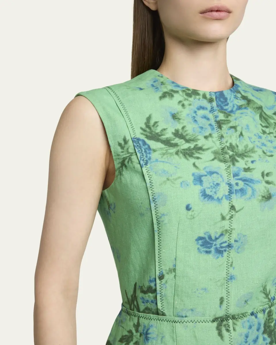 Erdem Sleeveless Floral-Print Linen Midi Dress | Thumbnail 5 Erdem Sleeveless Floral-Print Linen Midi Dress | Thumbnail 5