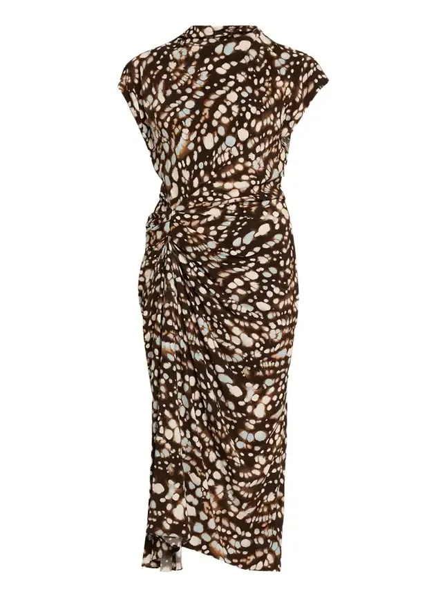 Alma Ruched Viscose Twill Midi Dress Alma Ruched Viscose Twill Midi Dress