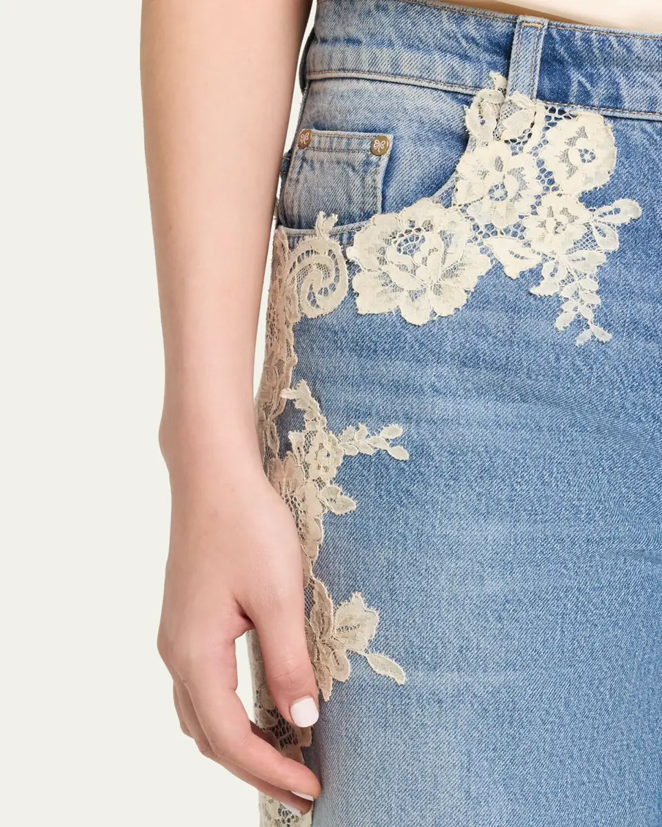 LoveShackFancy Bambie Lace Applique Jeans | Thumbnail 5 LoveShackFancy Bambie Lace Applique Jeans | Thumbnail 5