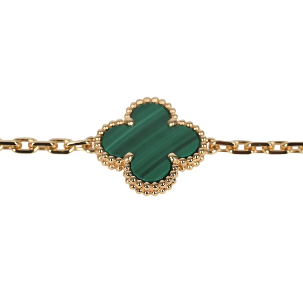 Van Cleef & Arpels Van Cleef & Arpels Vintage Alhambra 5 Motif Bracelet Malachite 18K Yellow Gold Hardware | Thumbnail 3 Van Cleef & Arpels Van Cleef & Arpels Vintage Alhambra 5 Motif Bracelet Malachite 18K Yellow Gold Hardware | Thumbnail 3