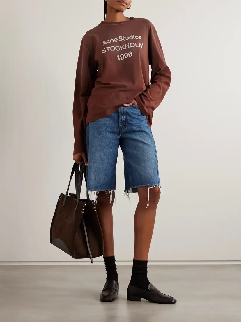 Mother The Half Pipe Bermuda Fray Denim Shorts | Thumbnail 2