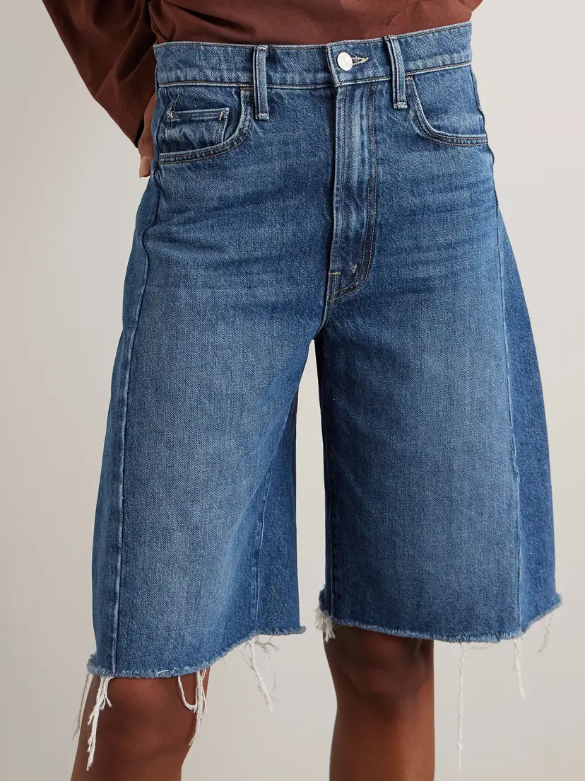 Mother The Half Pipe Bermuda Fray Denim Shorts | Thumbnail 3