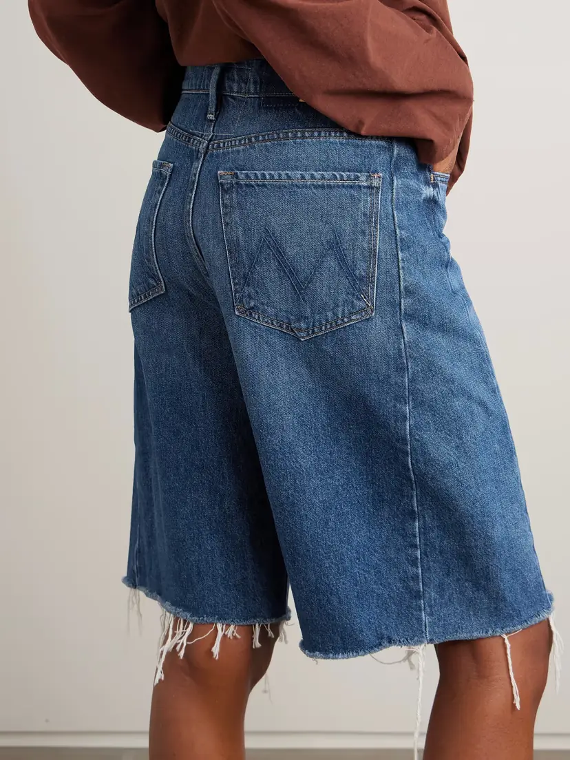 Mother The Half Pipe Bermuda Fray Denim Shorts | Thumbnail 4