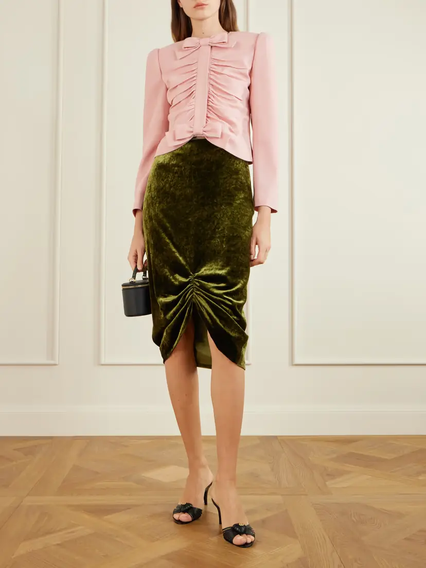 Valentino Garavani Bow-embellished Ruched Wool Jacket | Thumbnail 2 Valentino Garavani Bow-embellished Ruched Wool Jacket | Thumbnail 2