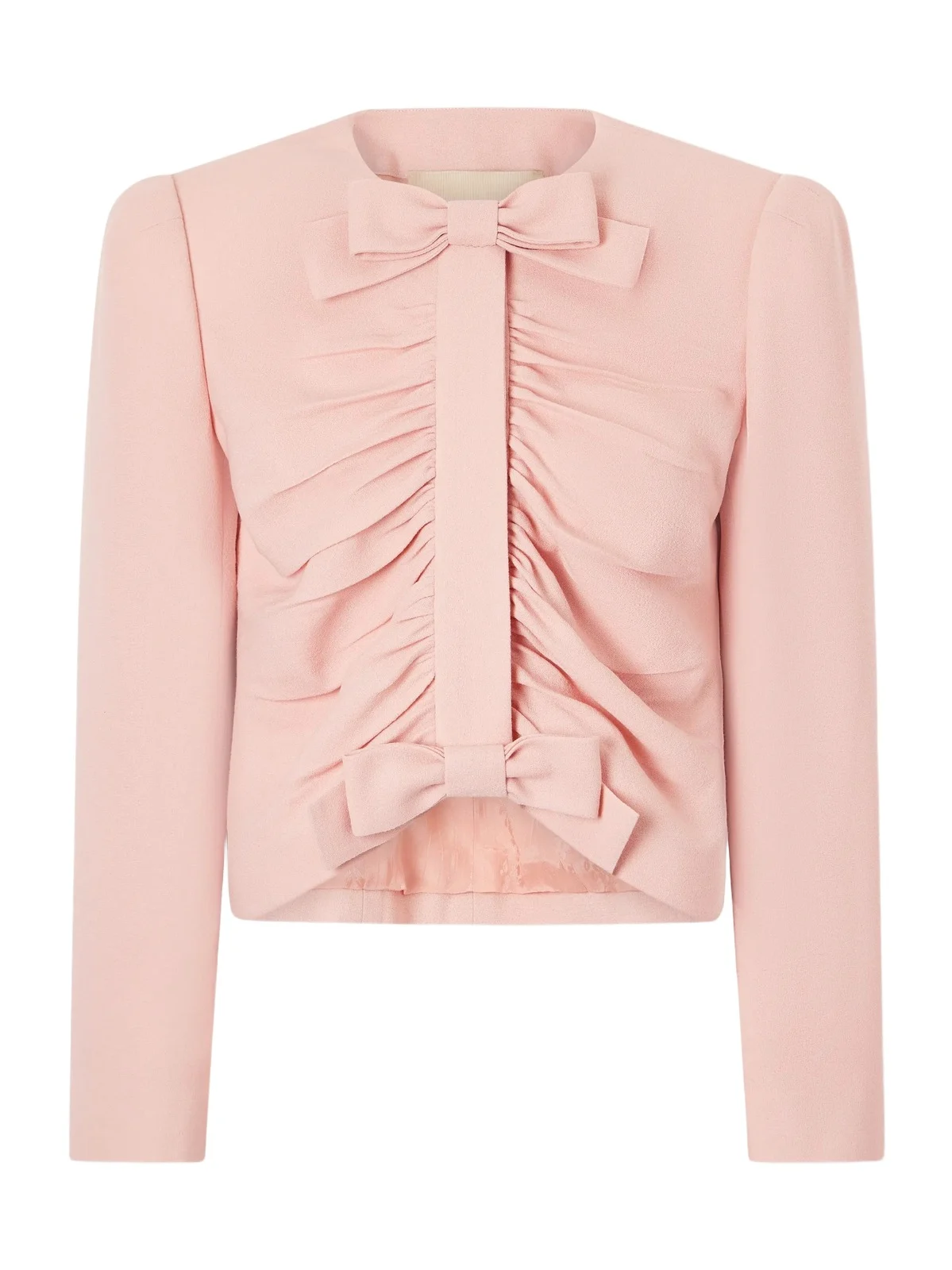 Bow-embellished Ruched Wool Jacket Bow-embellished Ruched Wool Jacket