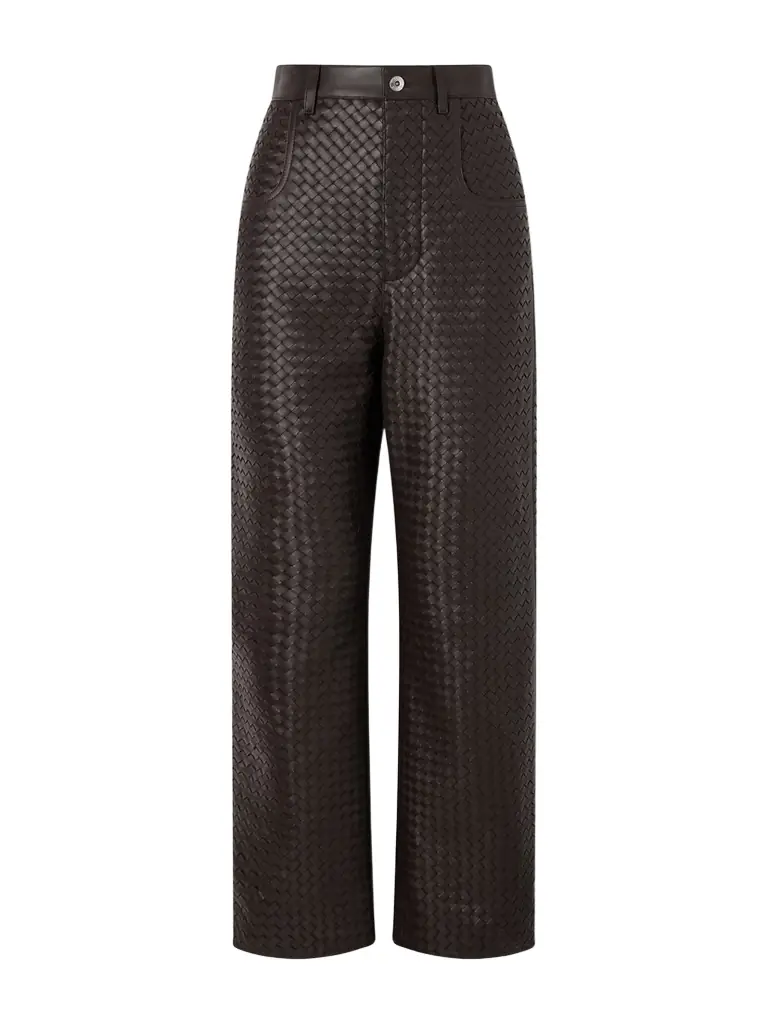 Bottega Veneta Intrecciato Leather Straight-leg Pants | Image 1 Bottega Veneta Intrecciato Leather Straight-leg Pants | Image 1