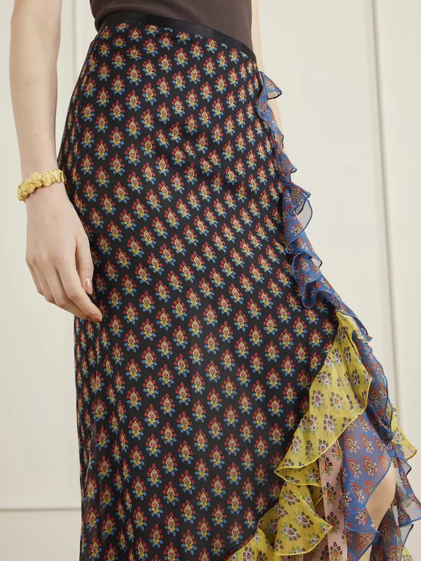 Etro Ruffled Tiered Floral-print Silk-chiffon Maxi Skirt | Thumbnail 4 Etro Ruffled Tiered Floral-print Silk-chiffon Maxi Skirt | Thumbnail 4