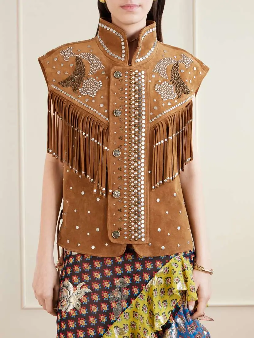 Etro Fringed Studded Suede Vest | Thumbnail 3 Etro Fringed Studded Suede Vest | Thumbnail 3
