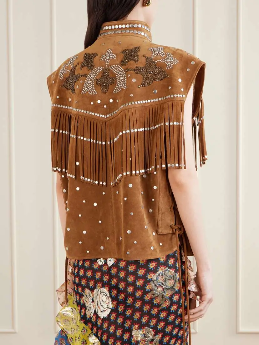 Etro Fringed Studded Suede Vest | Thumbnail 4 Etro Fringed Studded Suede Vest | Thumbnail 4