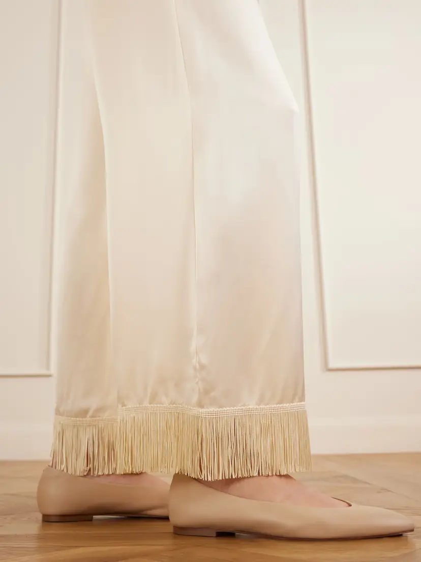 DÔEN Lavon Fringed Silk Wide-leg Pants | Thumbnail 5 DÔEN Lavon Fringed Silk Wide-leg Pants | Thumbnail 5