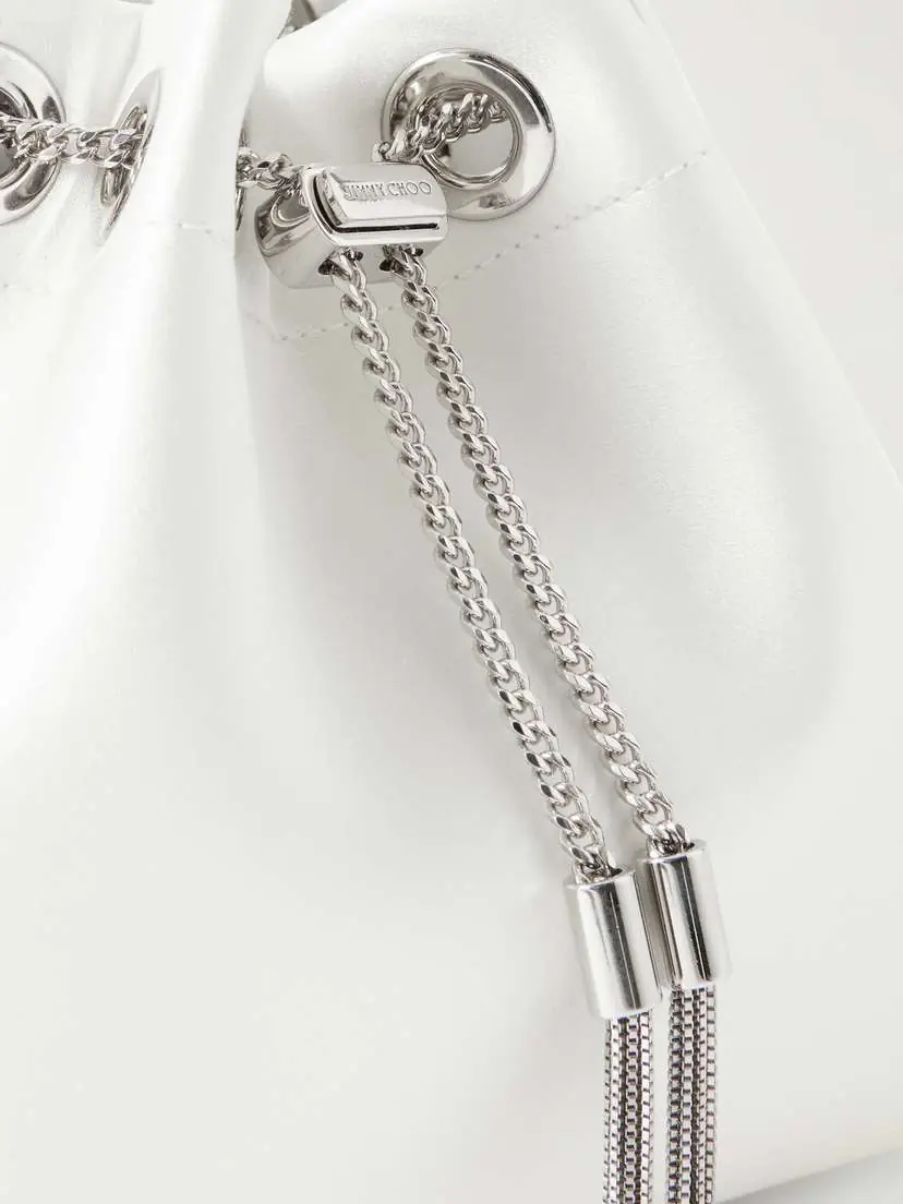 Jimmy Choo Bon Bon Crystal-embellished Satin Bucket Bag | Thumbnail 5 Jimmy Choo Bon Bon Crystal-embellished Satin Bucket Bag | Thumbnail 5