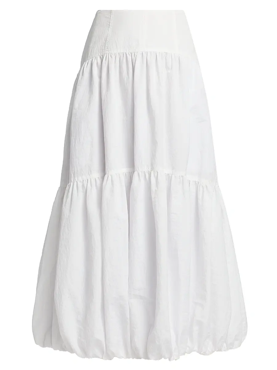Cinq à Sept Women's Blythe Tiered Bubble Midi-Skirt - White | Image 1 Cinq à Sept Women's Blythe Tiered Bubble Midi-Skirt - White | Image 1