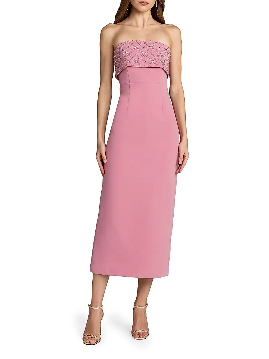 Mac Duggal Women's Rhinestone-Embellished Crepe Strapless Cocktail Dress - Orchid | Image 1 Mac Duggal Women's Rhinestone-Embellished Crepe Strapless Cocktail Dress - Orchid | Image 1
