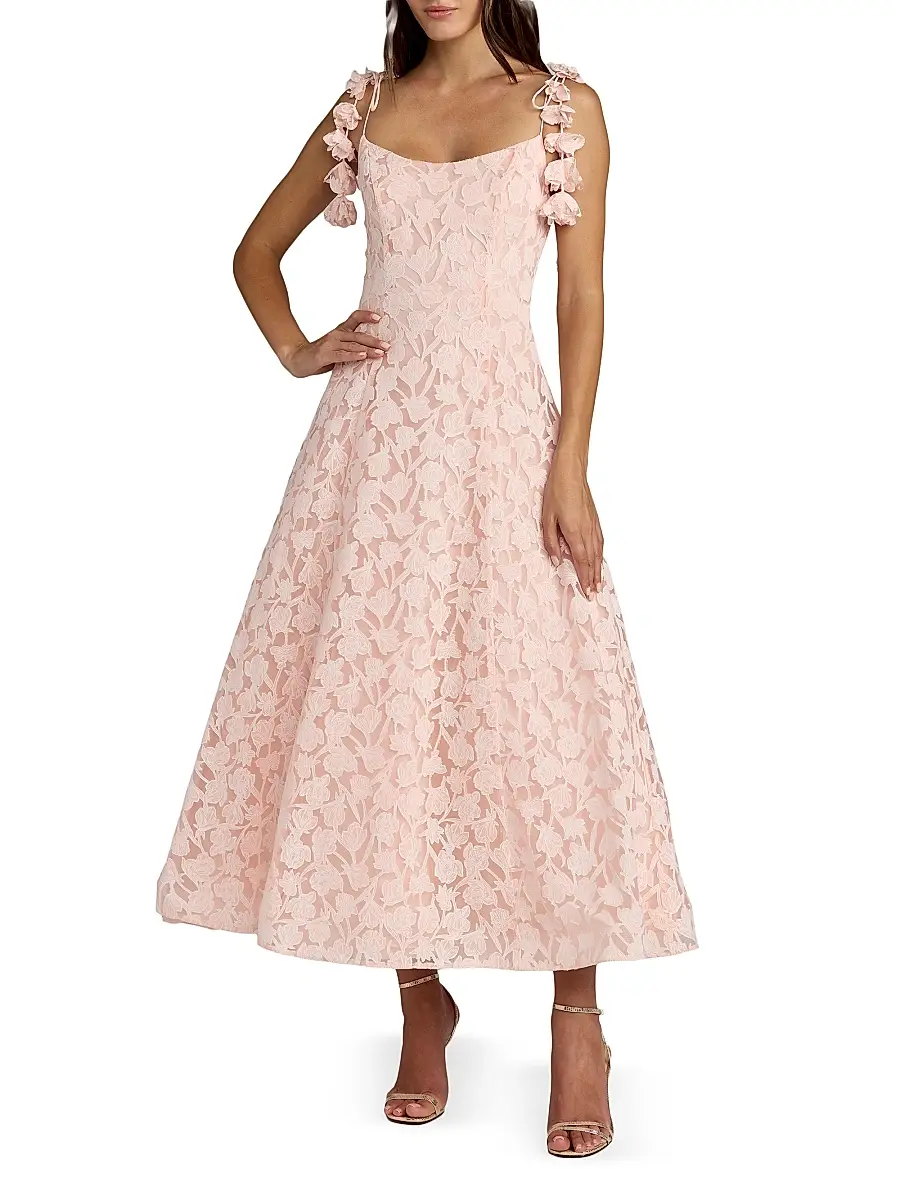 Mac Duggal Women's Floral Tulle A-Line Cocktail Dress - Blossom Pink | Image 1 Mac Duggal Women's Floral Tulle A-Line Cocktail Dress - Blossom Pink | Image 1