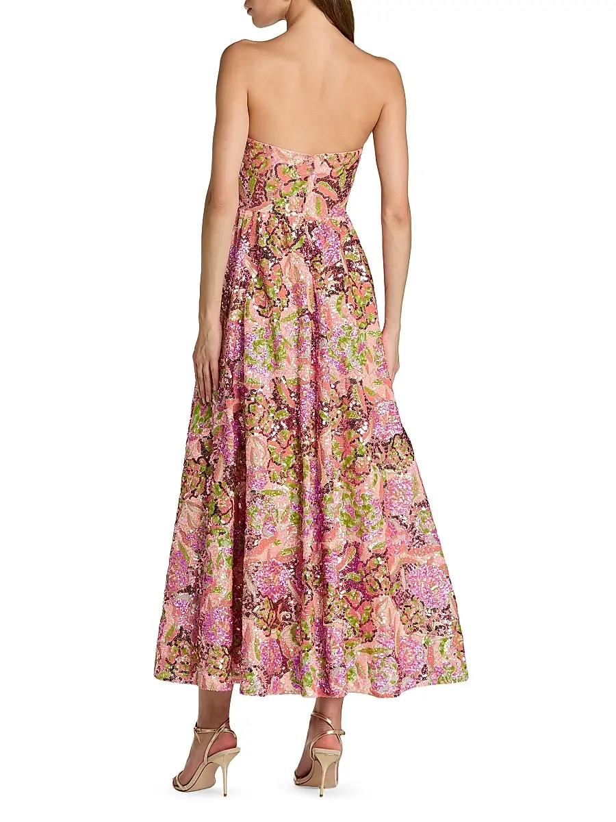 Mac Duggal Women's Floral Sequined A-Line Midi-Dress - Orchid Multi | Thumbnail 2