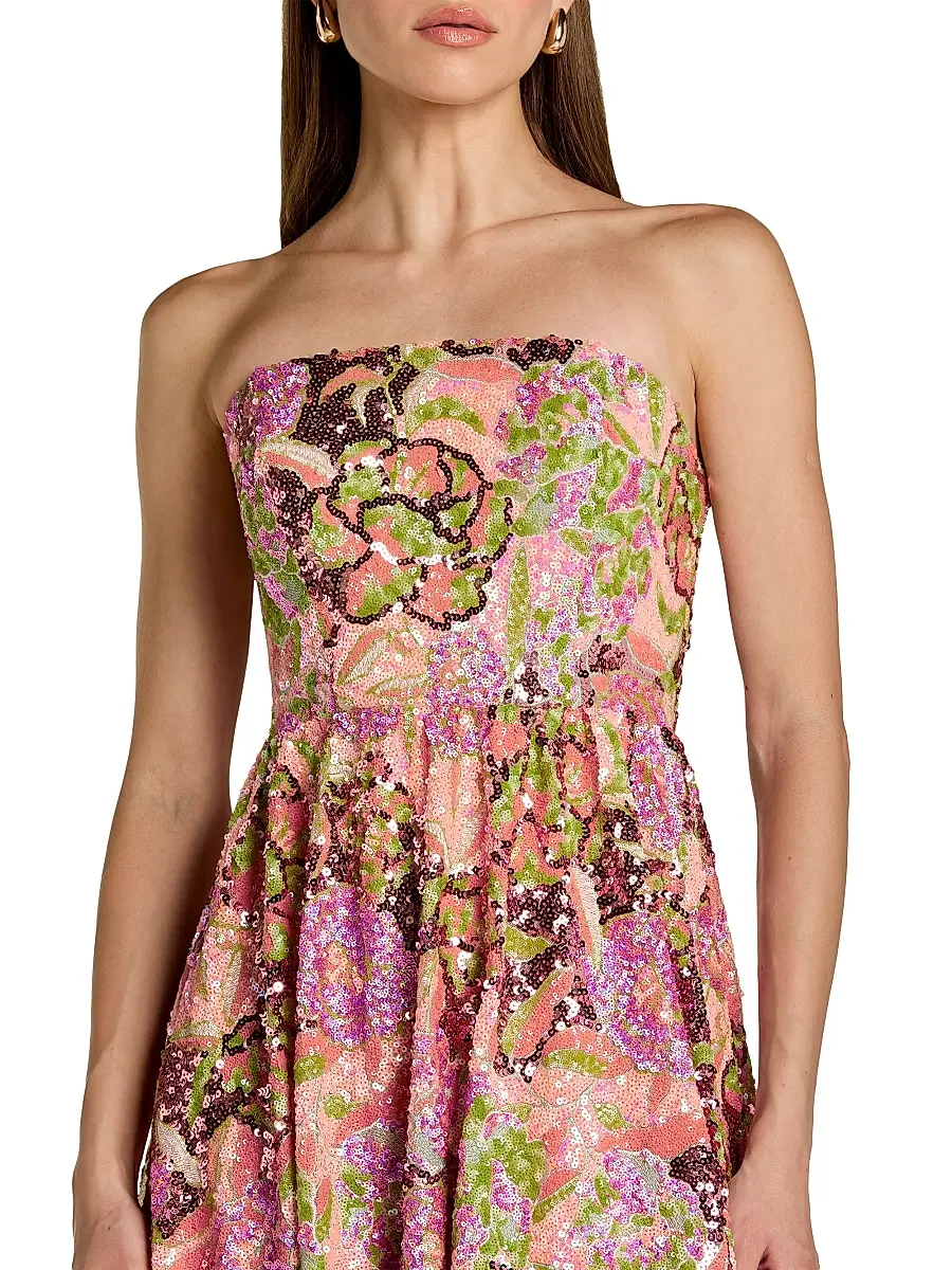 Mac Duggal Women's Floral Sequined A-Line Midi-Dress - Orchid Multi | Thumbnail 3
