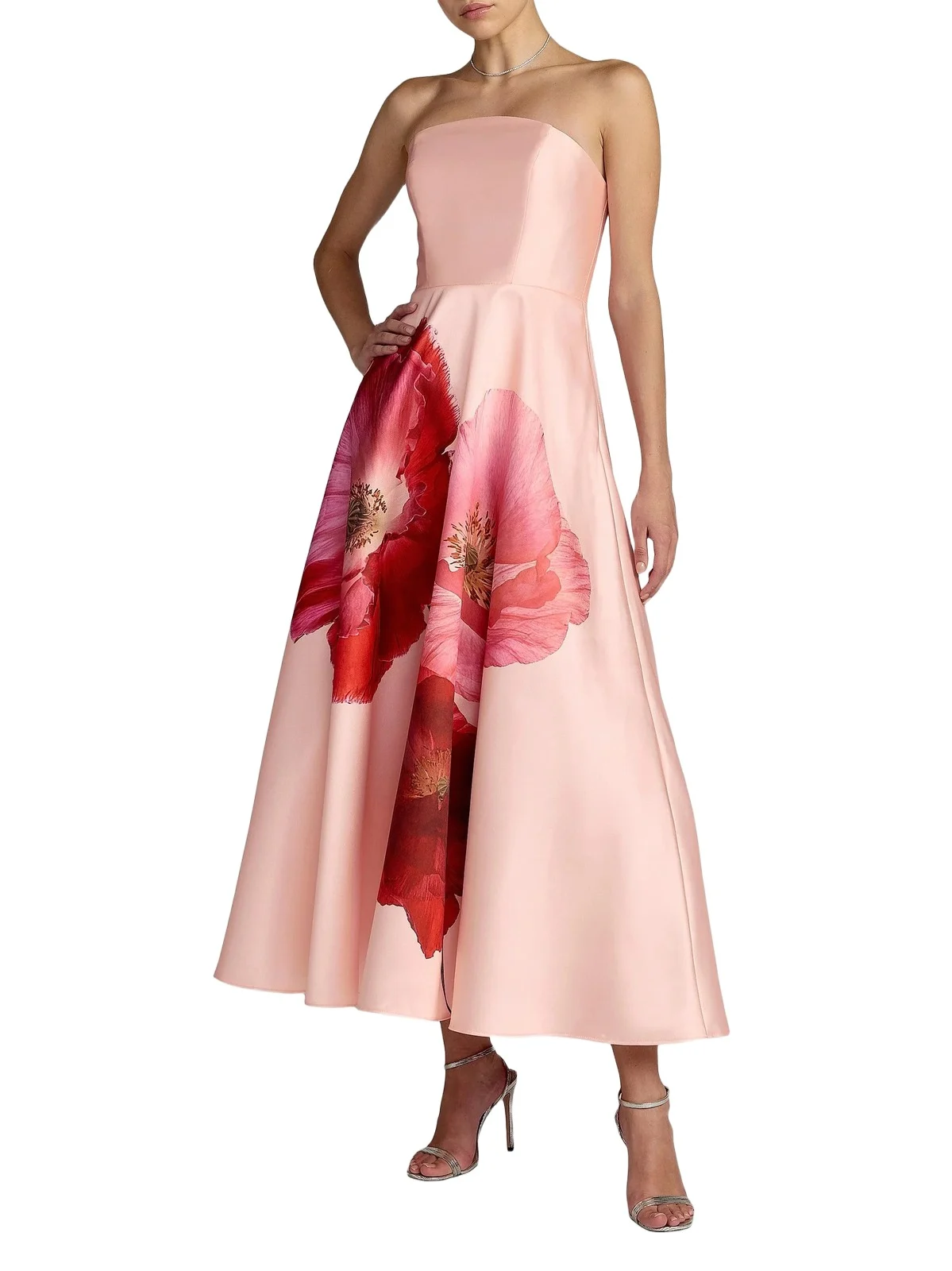 Women's Floral Mikado A-Line Strapless Cocktail Dress Women's Floral Mikado A-Line Strapless Cocktail Dress