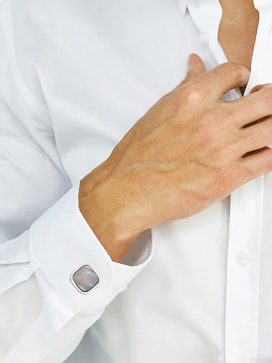 Saks Fifth Avenue Collection Men's Sterling Silver & Mother-Of-Pearl Cufflinks - Sterling Silver | Thumbnail 2 Saks Fifth Avenue Collection Men's Sterling Silver & Mother-Of-Pearl Cufflinks - Sterling Silver | Thumbnail 2