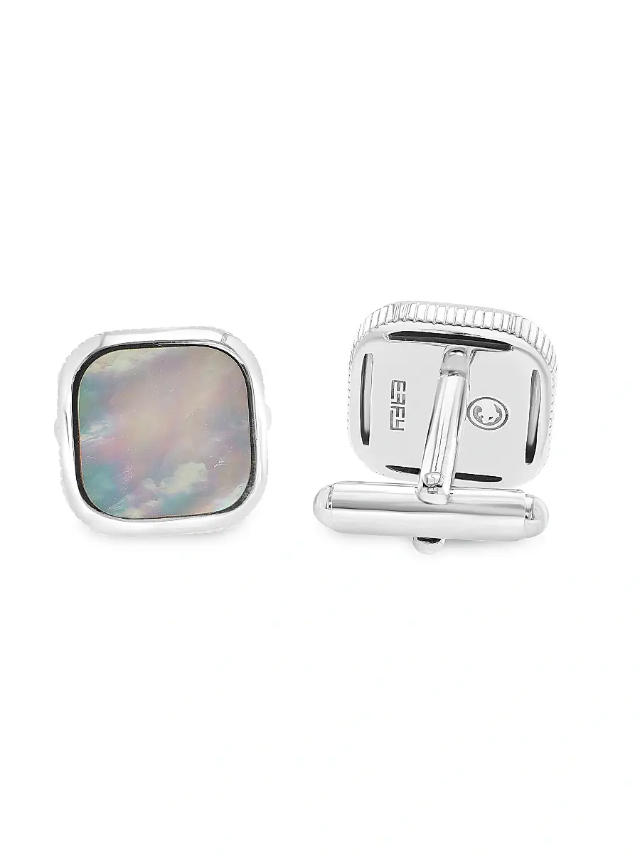 Saks Fifth Avenue Collection Men's Sterling Silver & Mother-Of-Pearl Cufflinks - Sterling Silver | Thumbnail 3 Saks Fifth Avenue Collection Men's Sterling Silver & Mother-Of-Pearl Cufflinks - Sterling Silver | Thumbnail 3
