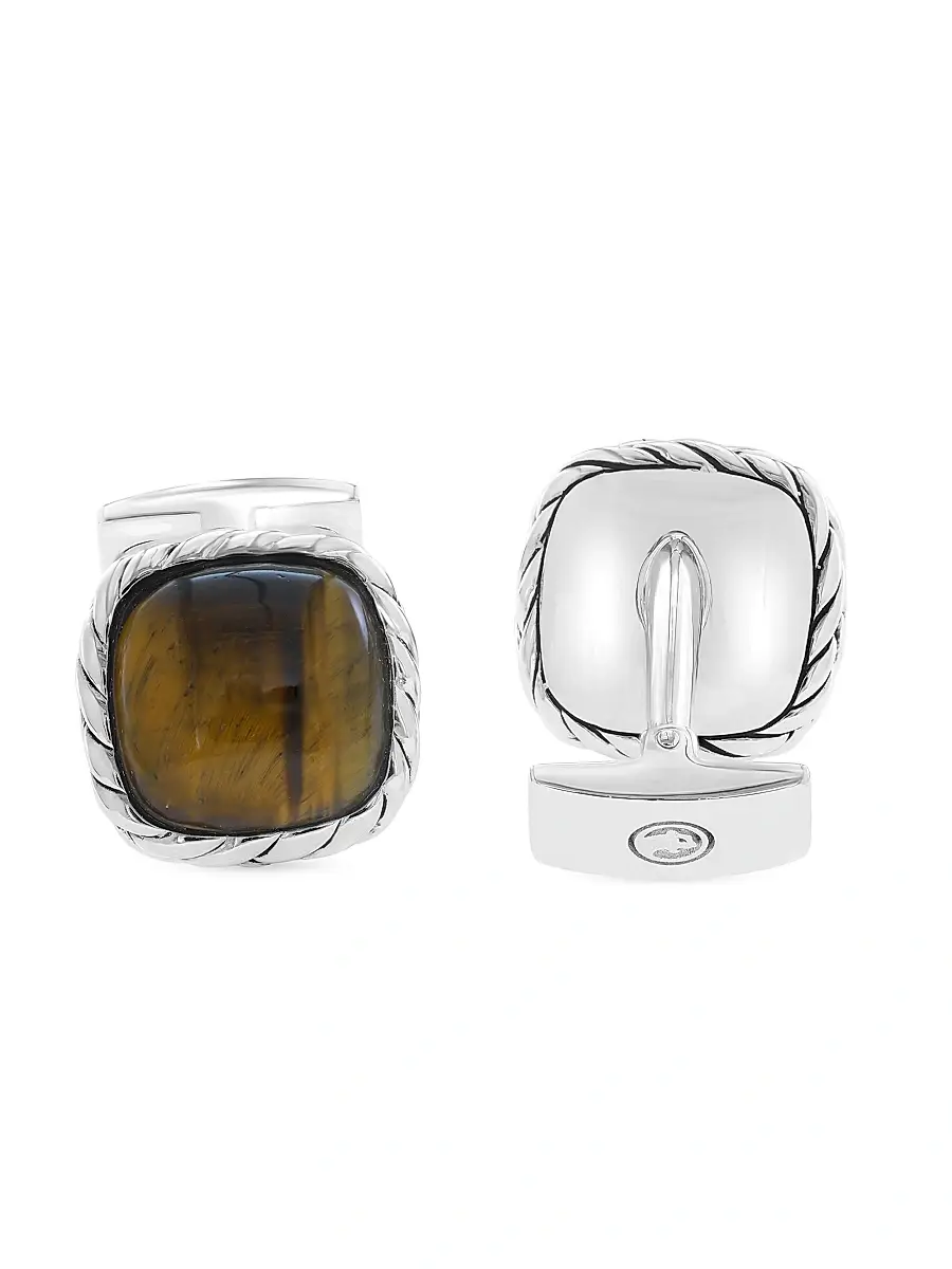 Saks Fifth Avenue Collection Men's Sterling Silver & Tiger's Eye Cufflinks | Thumbnail 3 Saks Fifth Avenue Collection Men's Sterling Silver & Tiger's Eye Cufflinks | Thumbnail 3