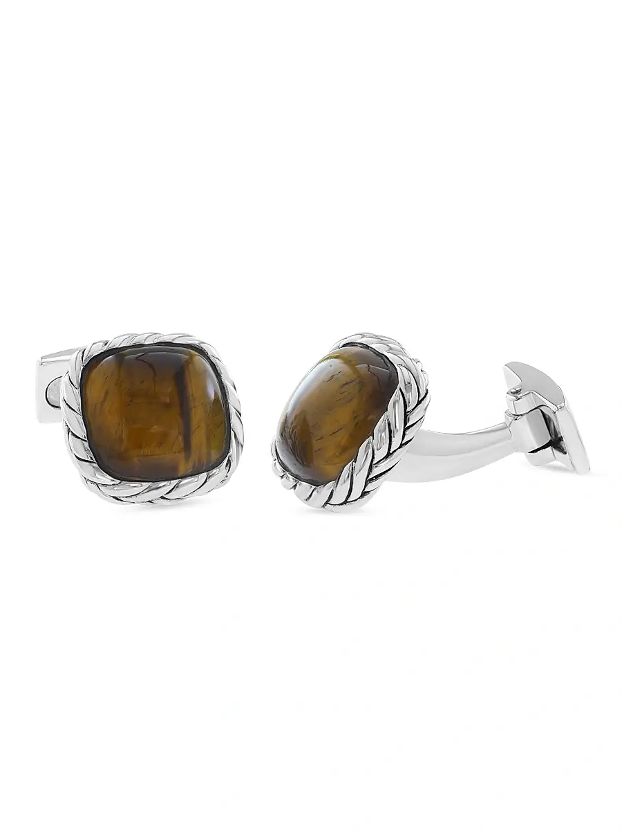 Saks Fifth Avenue Collection Men's Sterling Silver & Tiger's Eye Cufflinks