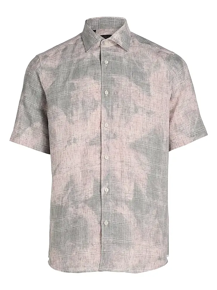 Men's COLLECTION Two-Tone Linen Shirt