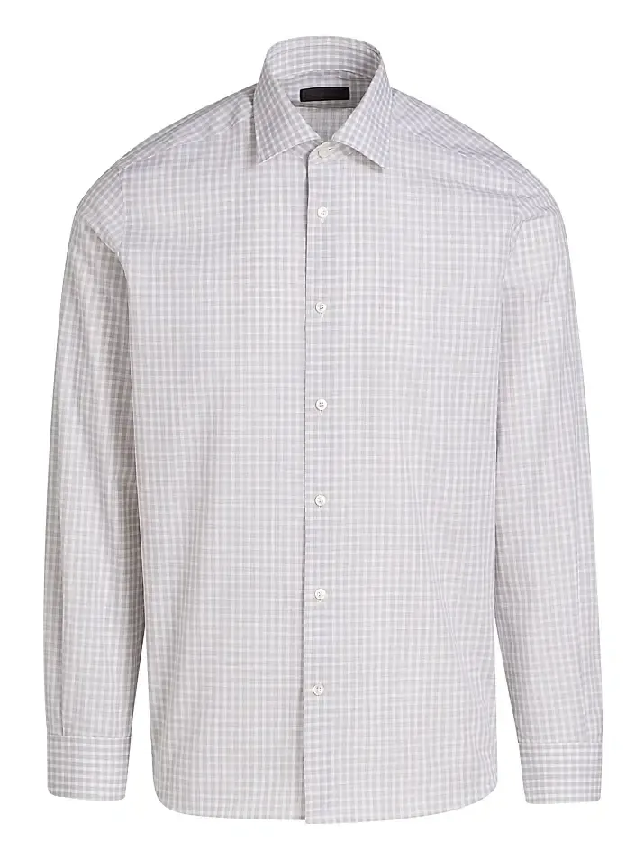 Men's Mini-Check Poplin Button-Front Shirt Men's Mini-Check Poplin Button-Front Shirt